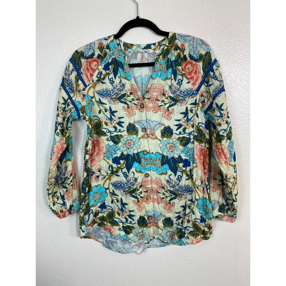 Soft‎ Surroundings Floral Gauzy Boho Top Womens XS Lightweight Cotton Cottage